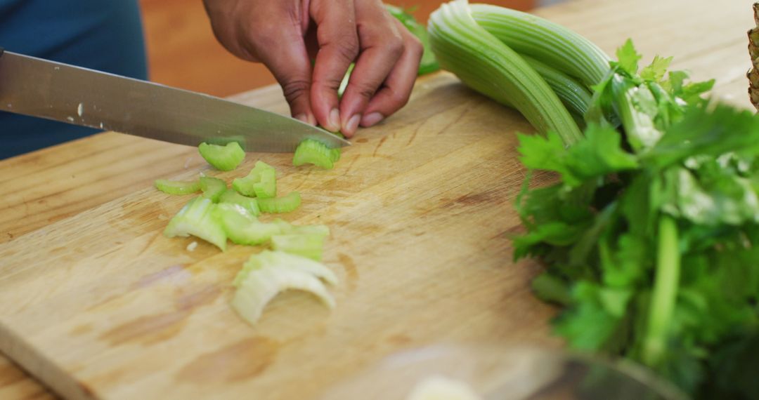 Preparing Fresh Celery for a Healthy Meal at Home