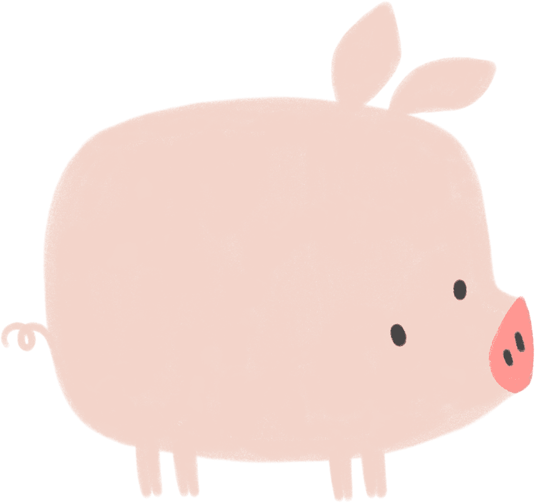 Cute Pink Pig Illustration on Transparent Background