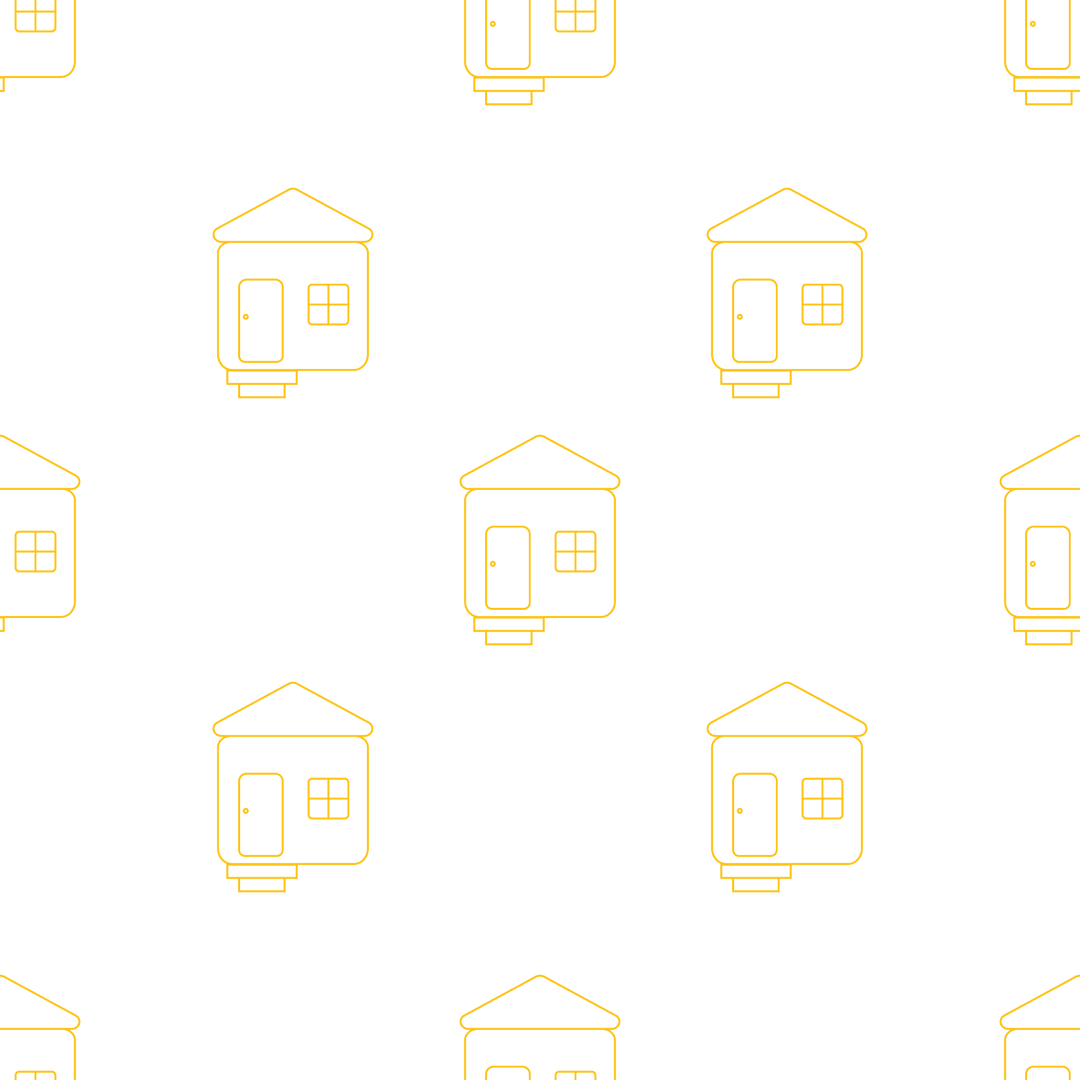 Seamless Yellow House Pattern on Transparent Background