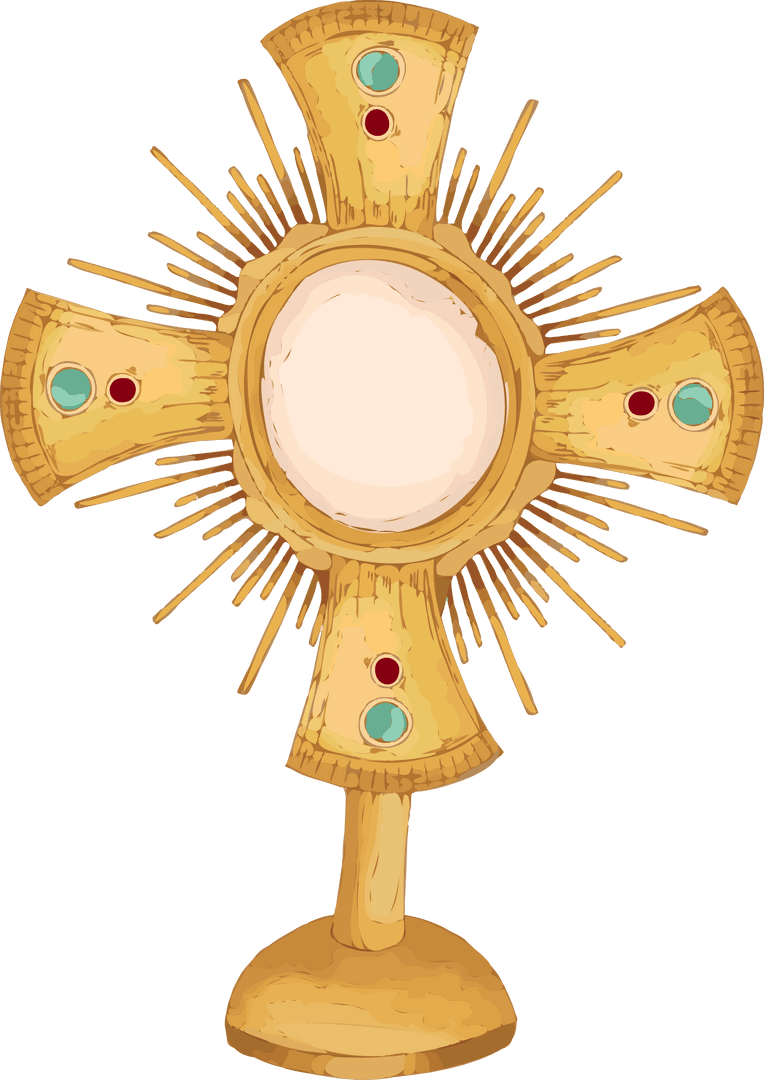 Ornate Golden Monstrance on Transparent Background for Spiritual Use