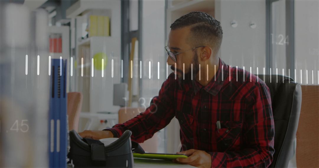 Digital Analyst Using Tablet in Modern Office