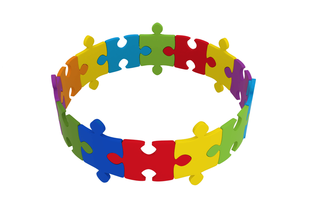 Colorful Circular Transparent Jigsaw Puzzle Ring