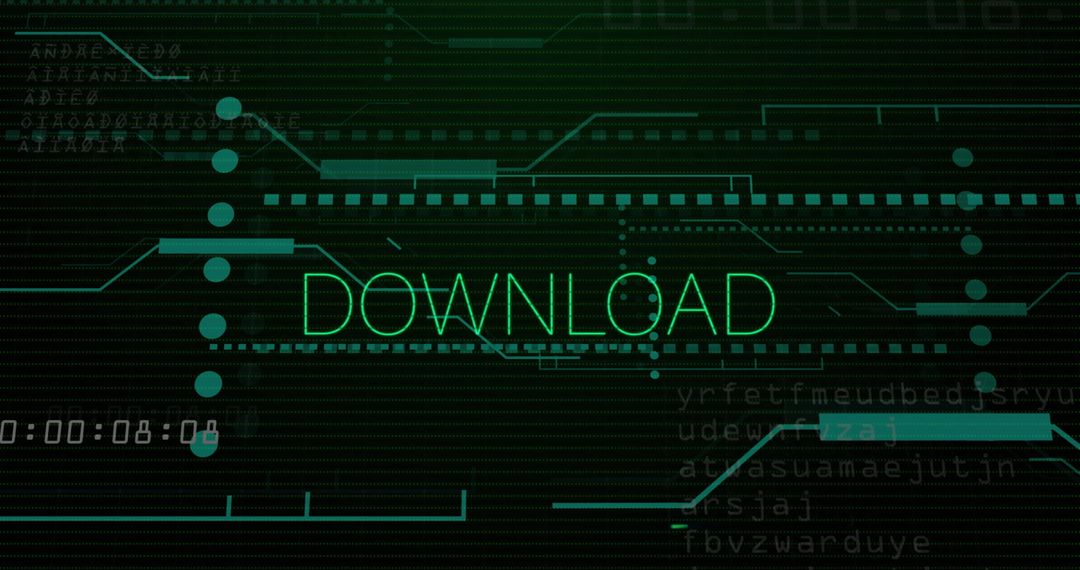 Futuristic Download Screen with Digital Interface Graphics