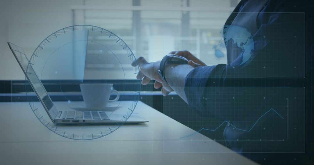 Digital Interface Concept Woman Using Laptop in Office