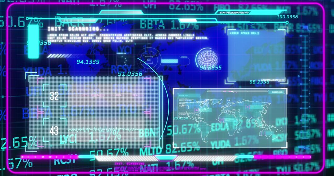 Digital Interface of Data Processing World Map Advanced Technology - Free Images, Stock Photos and Pictures on Pikwizard.com
