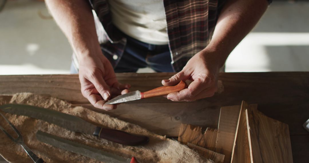 Artisan Crafting Knife in Workbench - Free Images, Stock Photos and Pictures on Pikwizard.com