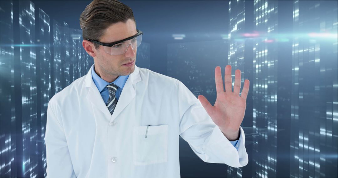 Innovative Doctor Interacting with Virtual Healthcare Technology