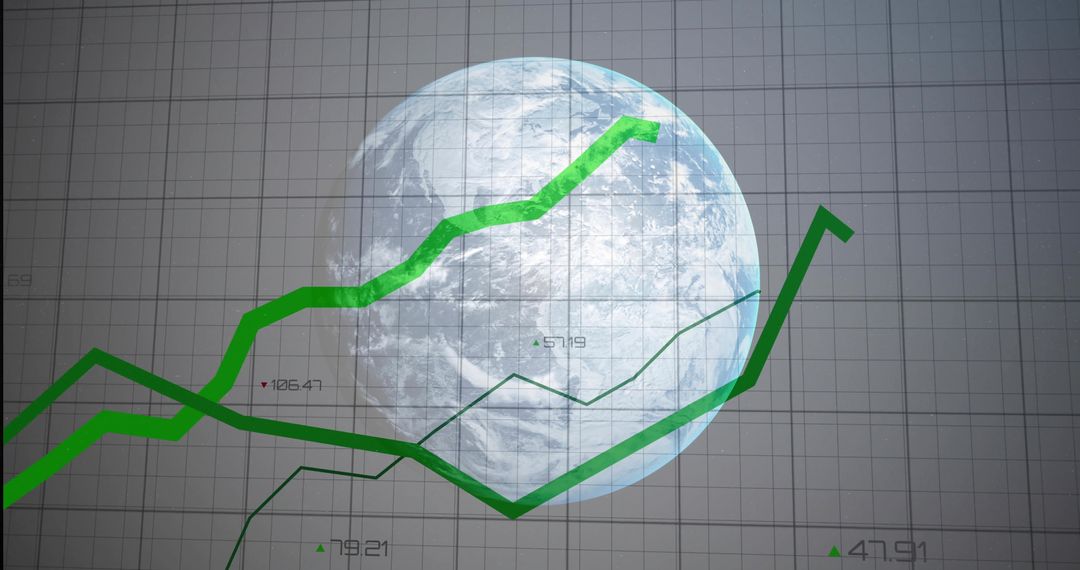 Global Economic Trends with Green Line Graph