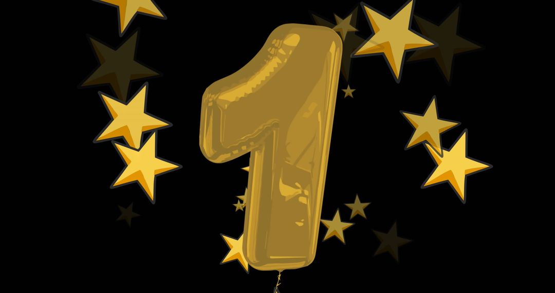 Golden Number One Balloon with Stars Symbolizing Success