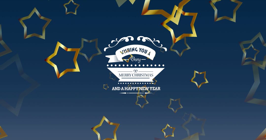 Festive Christmas Greeting with Gold Stars and Elegant Typography