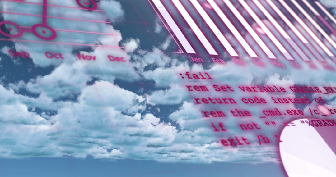 Abstract Digital Interface Overlay with Cloudy Blue Sky