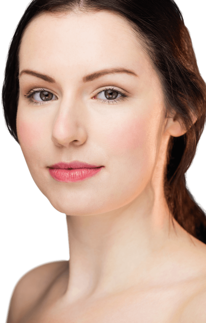 Transparent Portrait of Woman Posing Elegantly in Studio