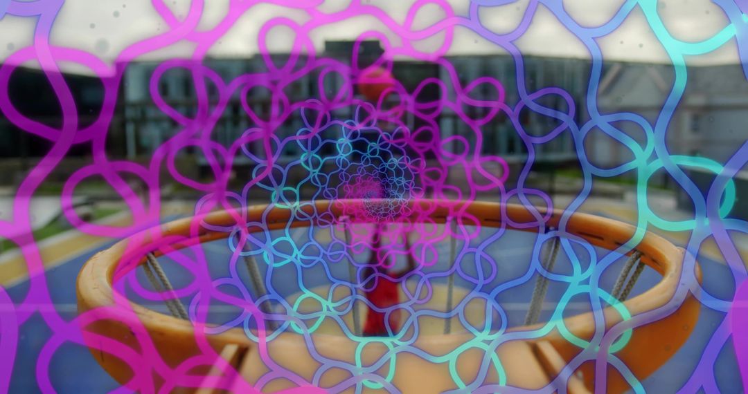 Dynamic Basketball Player Through Hoop Geometric Overlay