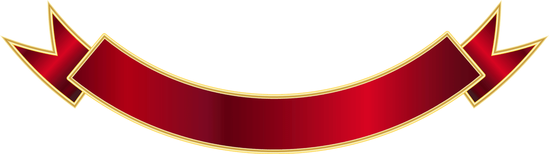 Elegant Red Banner with Gold Edges on Transparent Background