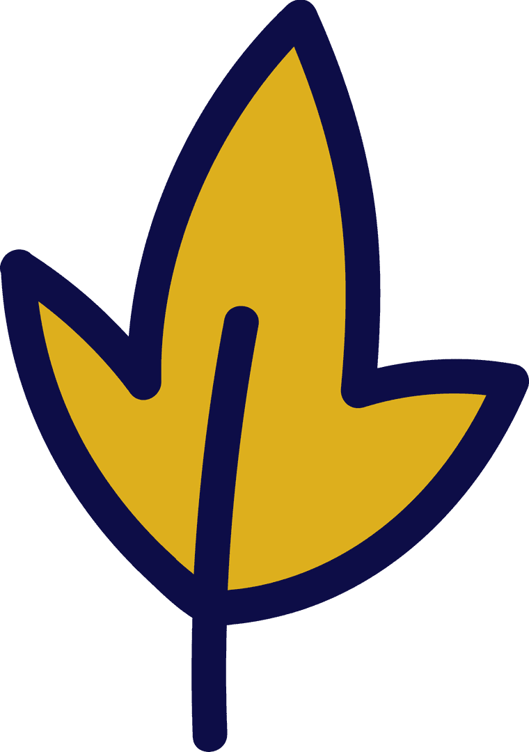 Minimalist Golden Leaf Graphic Illustration on Transparent Background