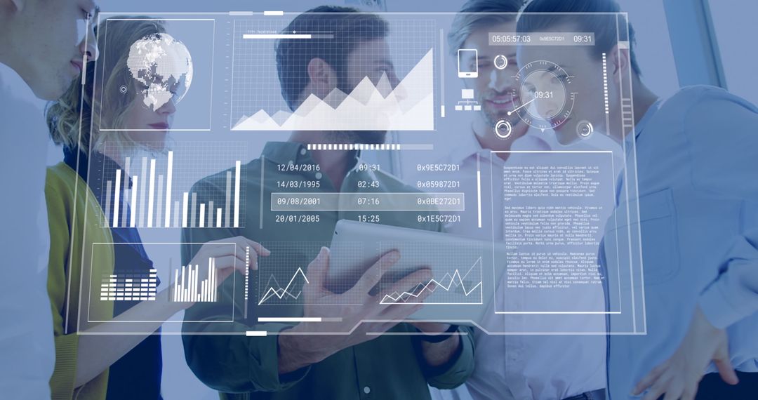 Business Team Using Digital Analytics Interface