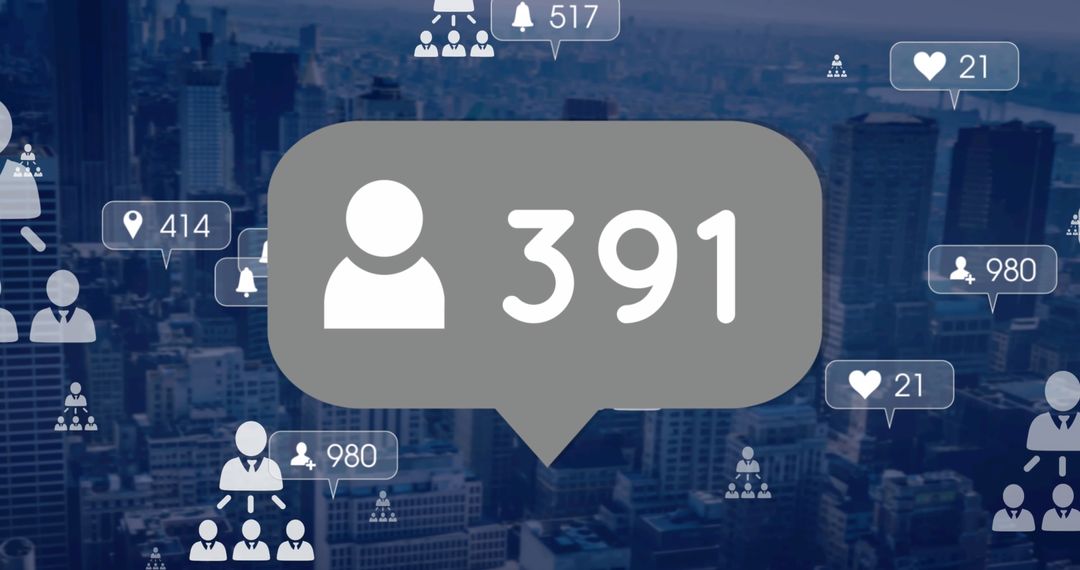 Digital Data Processing Over Urban Skyline Illustration