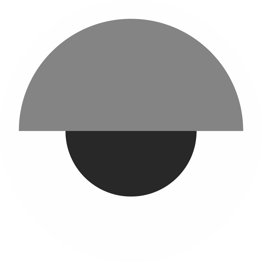 Abstract Eye Design with Two-Tone Semicircles on Transparent Background