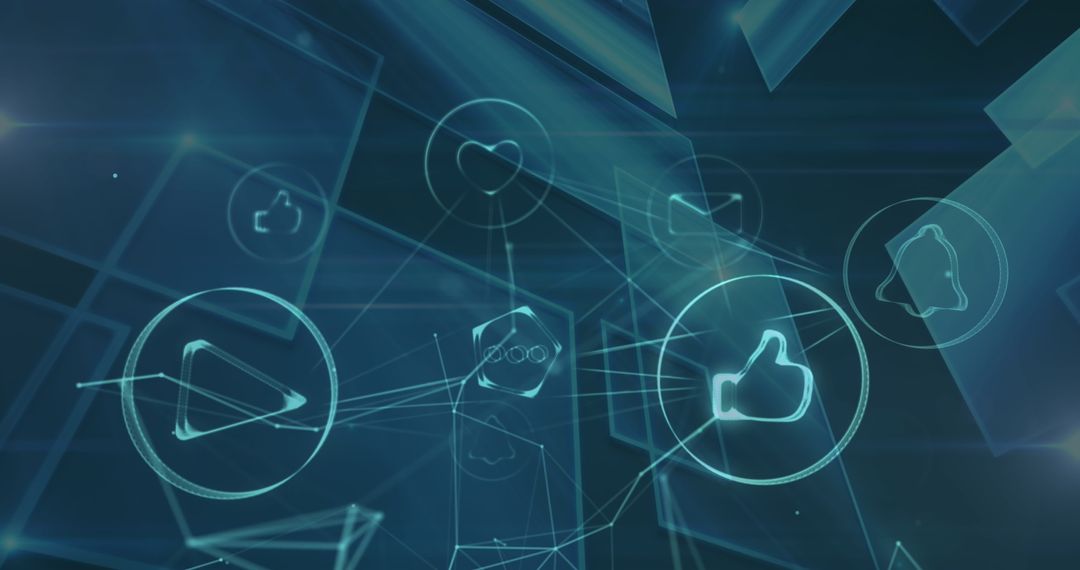 Abstract Digital Network Interface with Connection Icons