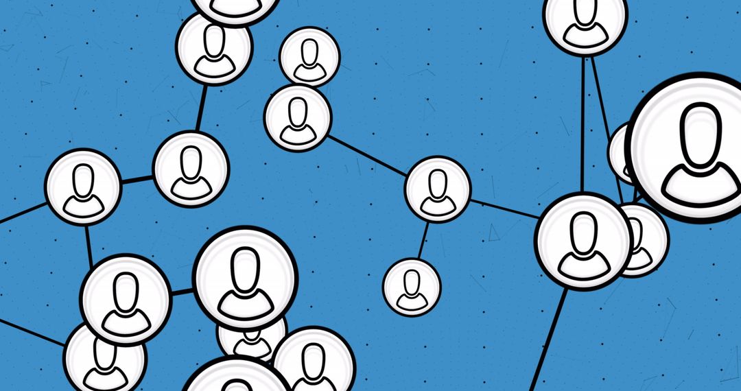 Connected Network of Profile Icons on Blue Background