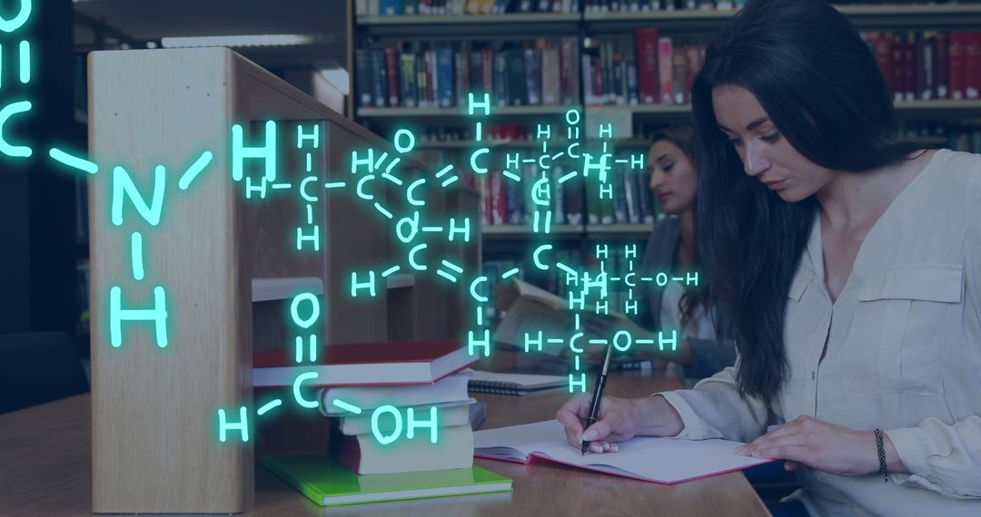 Student Studying Chemistry with Augmented Reality Elements
