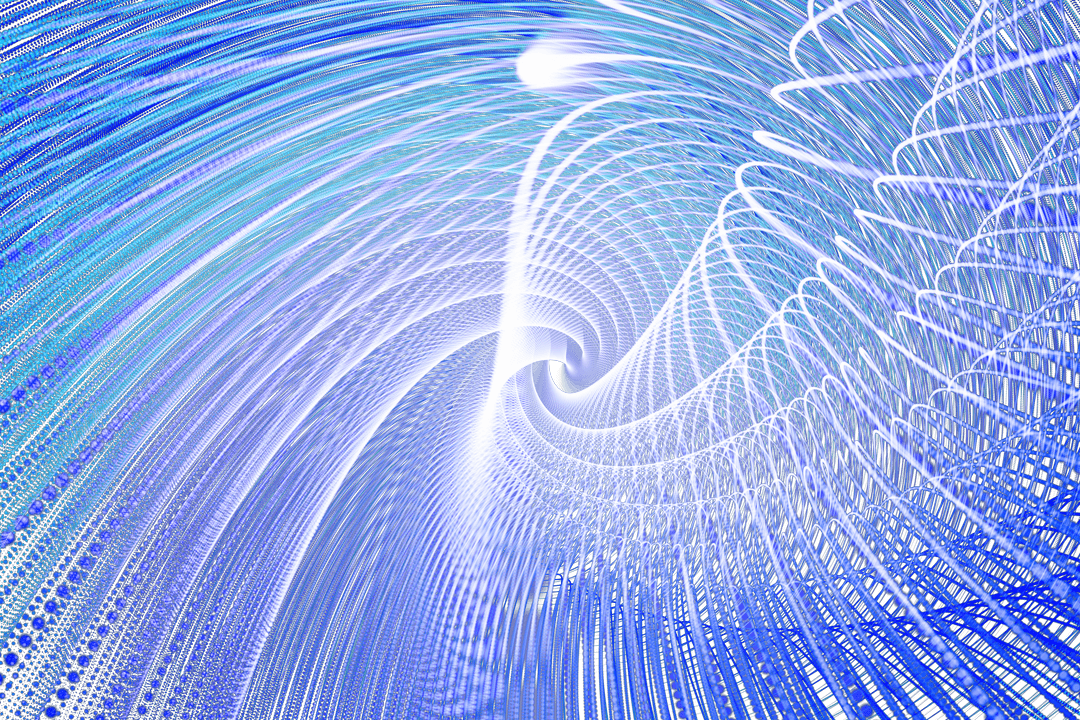 Digital Abstract Blue Light Trails with Transparent Overlay