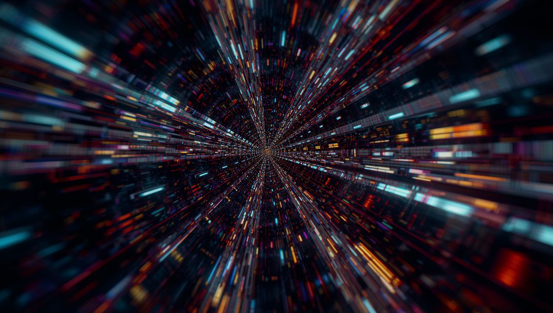 Futuristic Moving Streaks Under Digital Glow