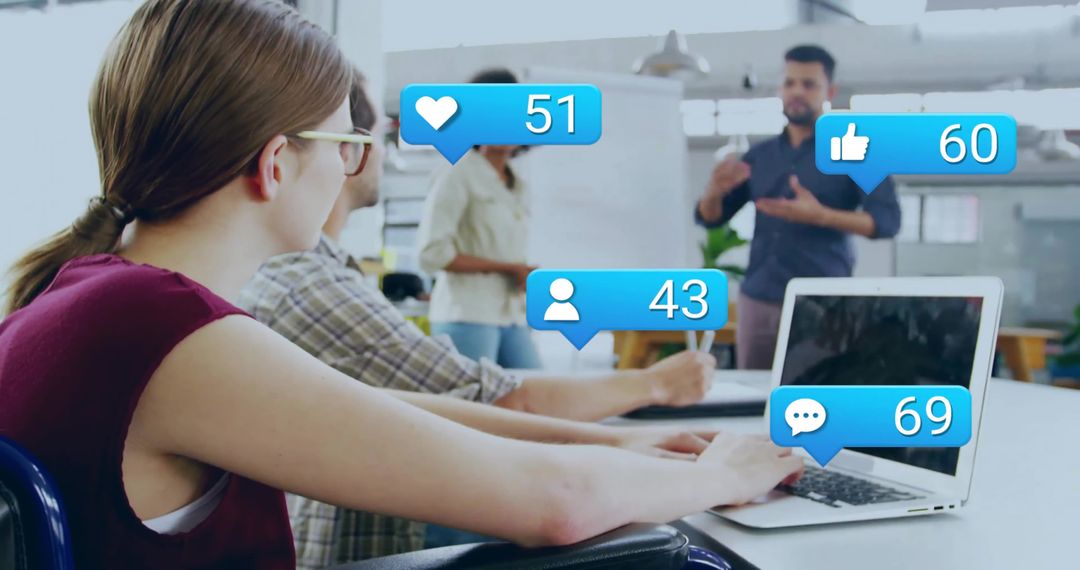 Modern Office Team Collaboration with Digital Interactions