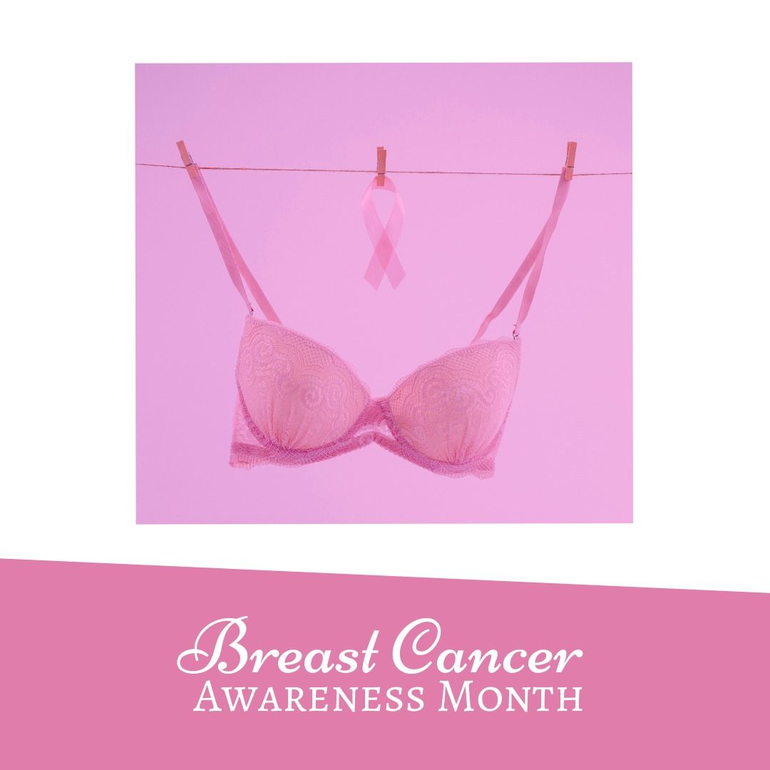 Breast Cancer Awareness Month Campaign Design with Pink Ribbon and Bra - Download Free Stock Templates Pikwizard.com