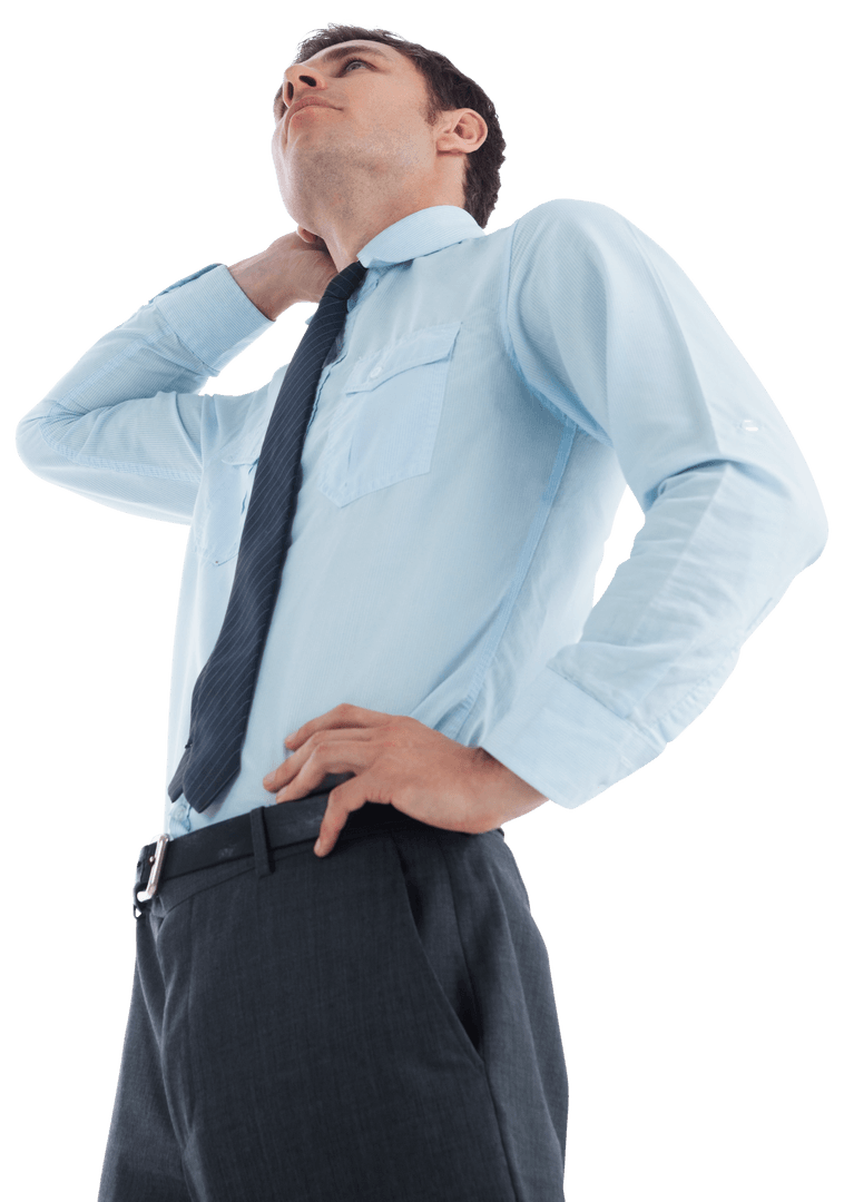 Transparent Isolated Businessman Thinking Reflective Pose