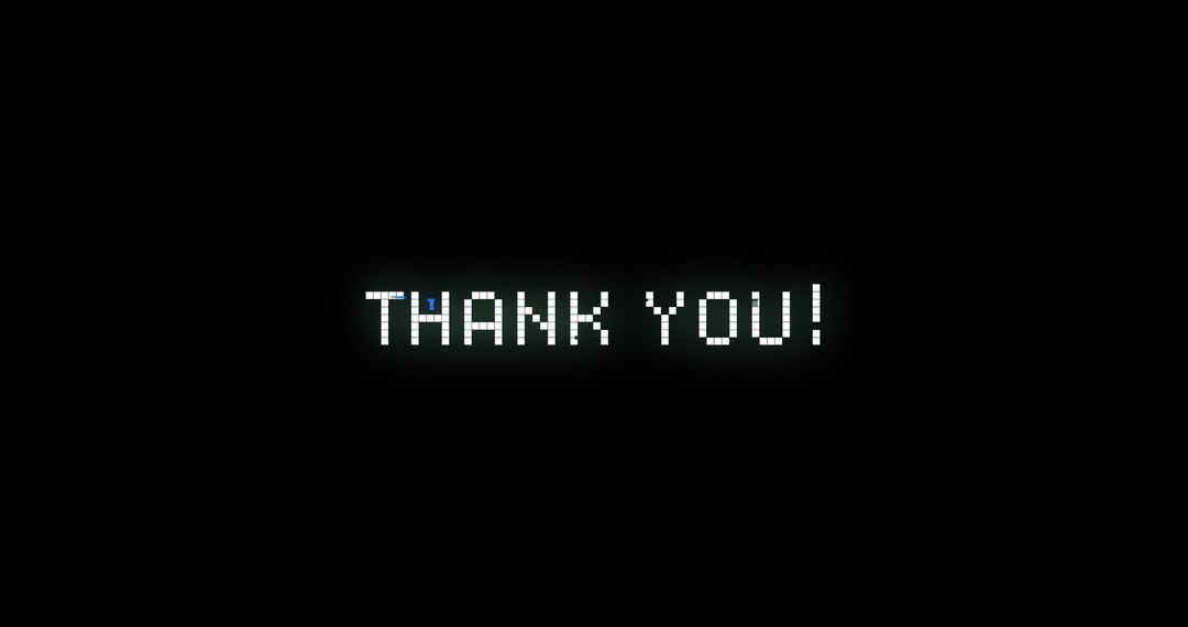 Digital Thank You Text on Black Background