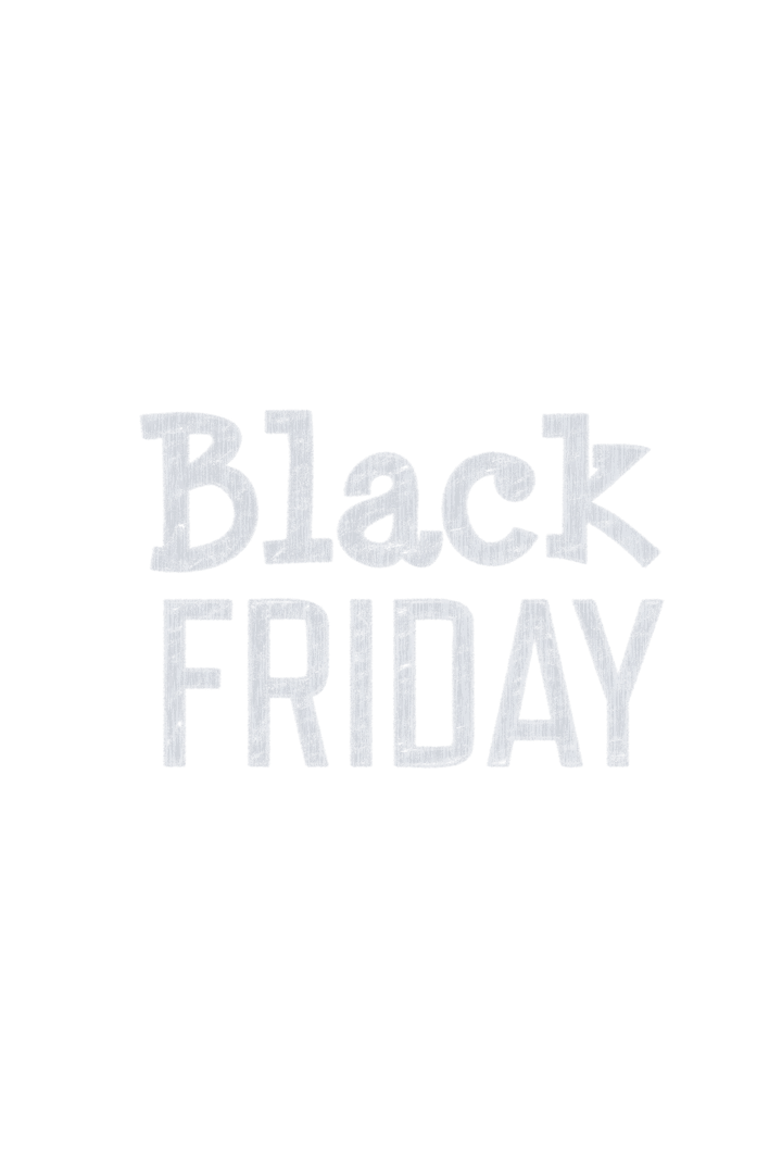White Black Friday Text on Transparent Background