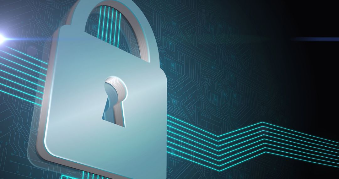 Digital Padlock and Glowing Lines Concept of Online Security