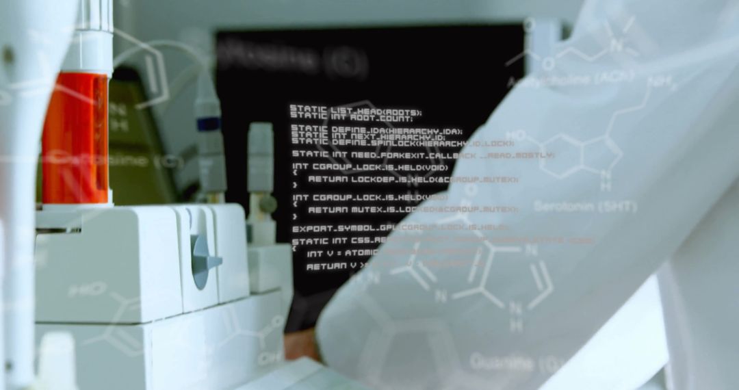 Scientist Analyzing Chemical Data Using Digital Interfaces