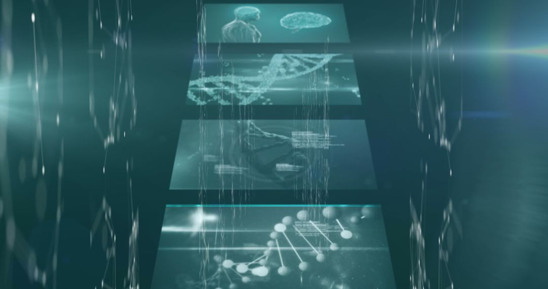 Digital Futuristic DNA and Brain Technology Concept