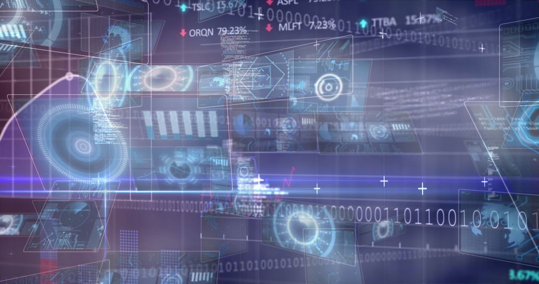 Futuristic Holographic Interface with Digital Data Streams