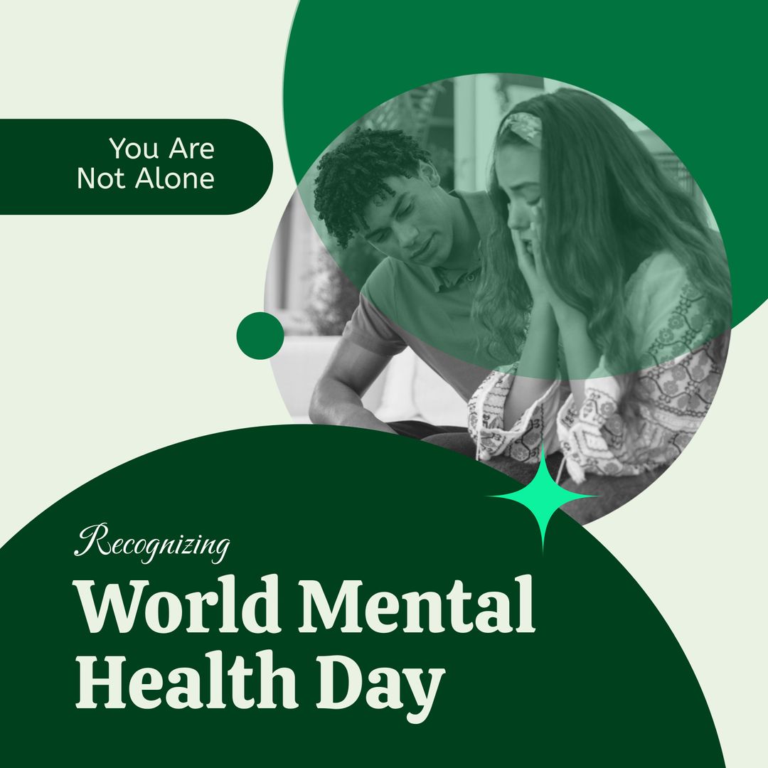 World Mental Health Day Awareness with Supportive Couple