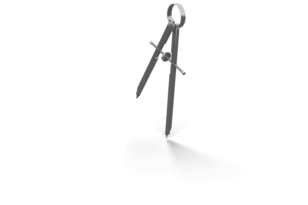 Transparent Classic Metal Drawing Compass on White Background