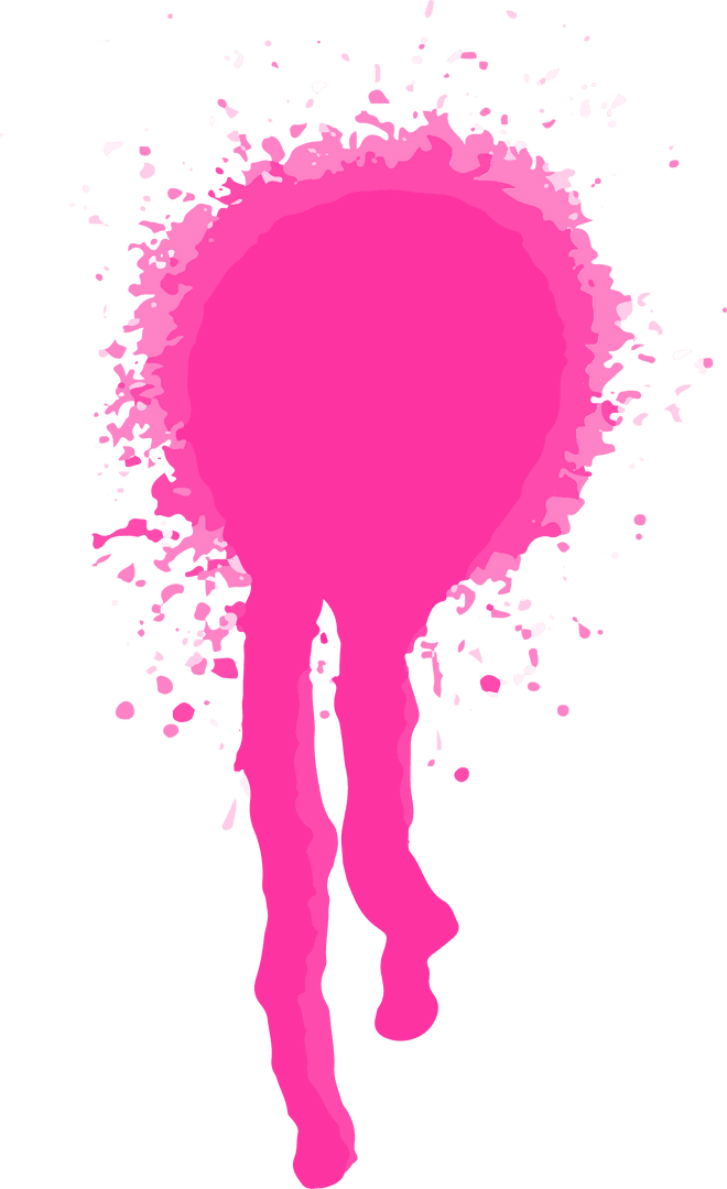 Abstract Transparent Pink Paint Splatter with Drips