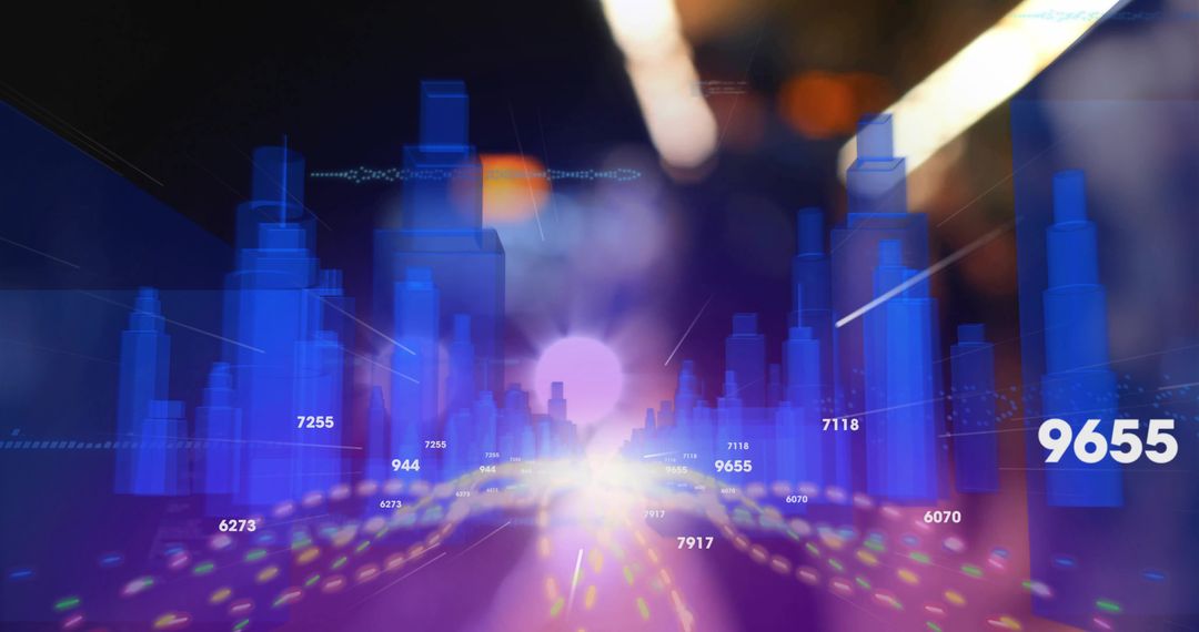 Futuristic Data Landscape with 3D Bar Visualization