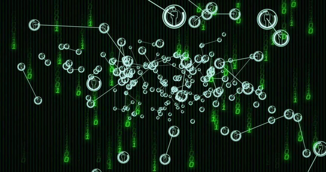 Digital Network Connection with Data and Icons