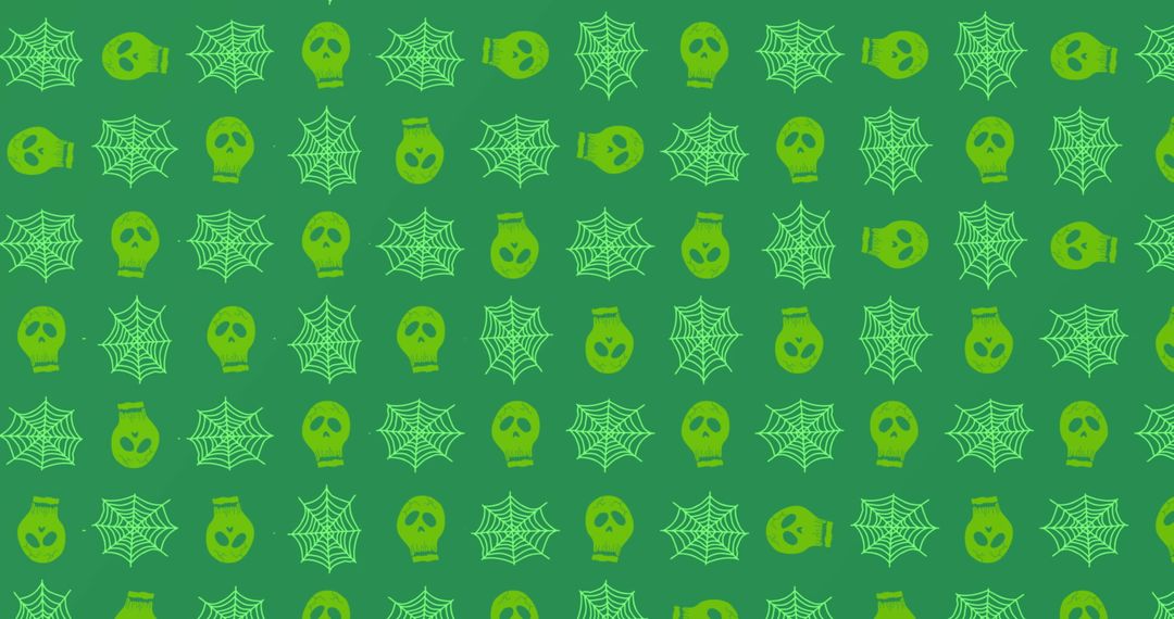 Seamless Pattern with Skulls and Spider Webs for Halloween Decorations