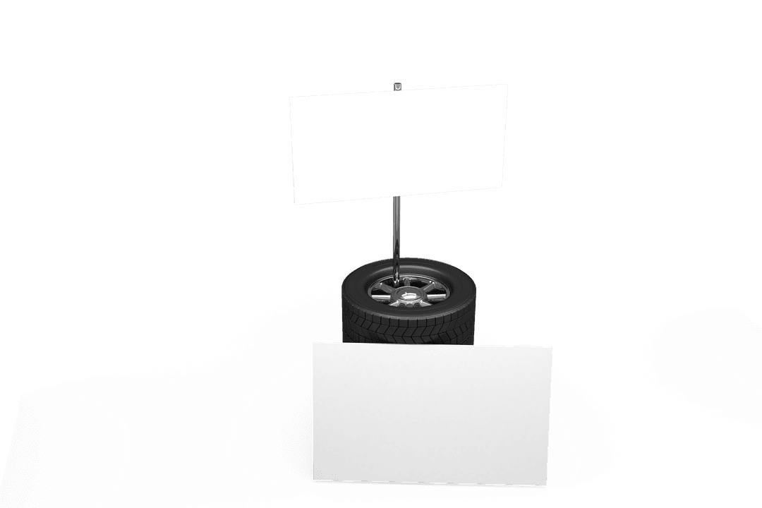 Transparent Background Tire with Blank Cards for Driving Concepts