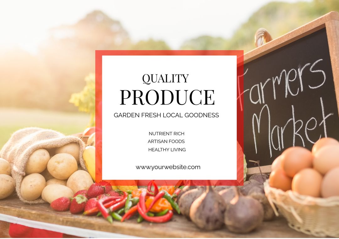 Farmers Market Display with Vibrant Fresh Vegetables and Promotional Sign - Download Free Stock Templates Pikwizard.com