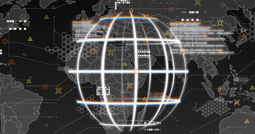 Innovative Global Network with Digital Connections on World Map