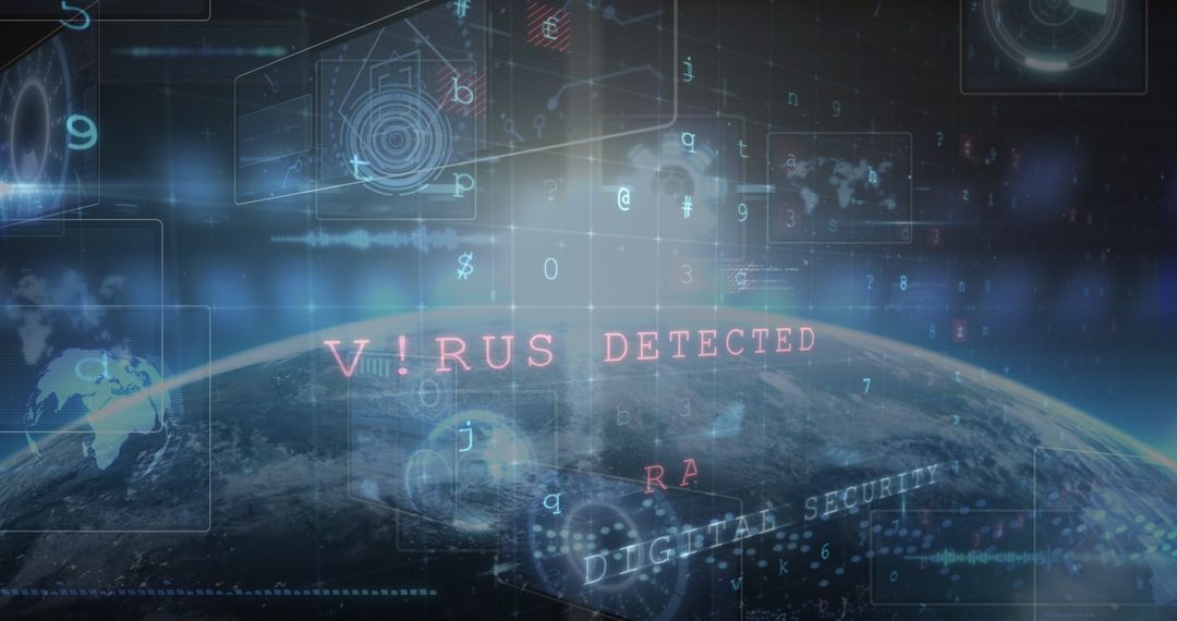 Cyberattack Alert with Global Digital Interface
