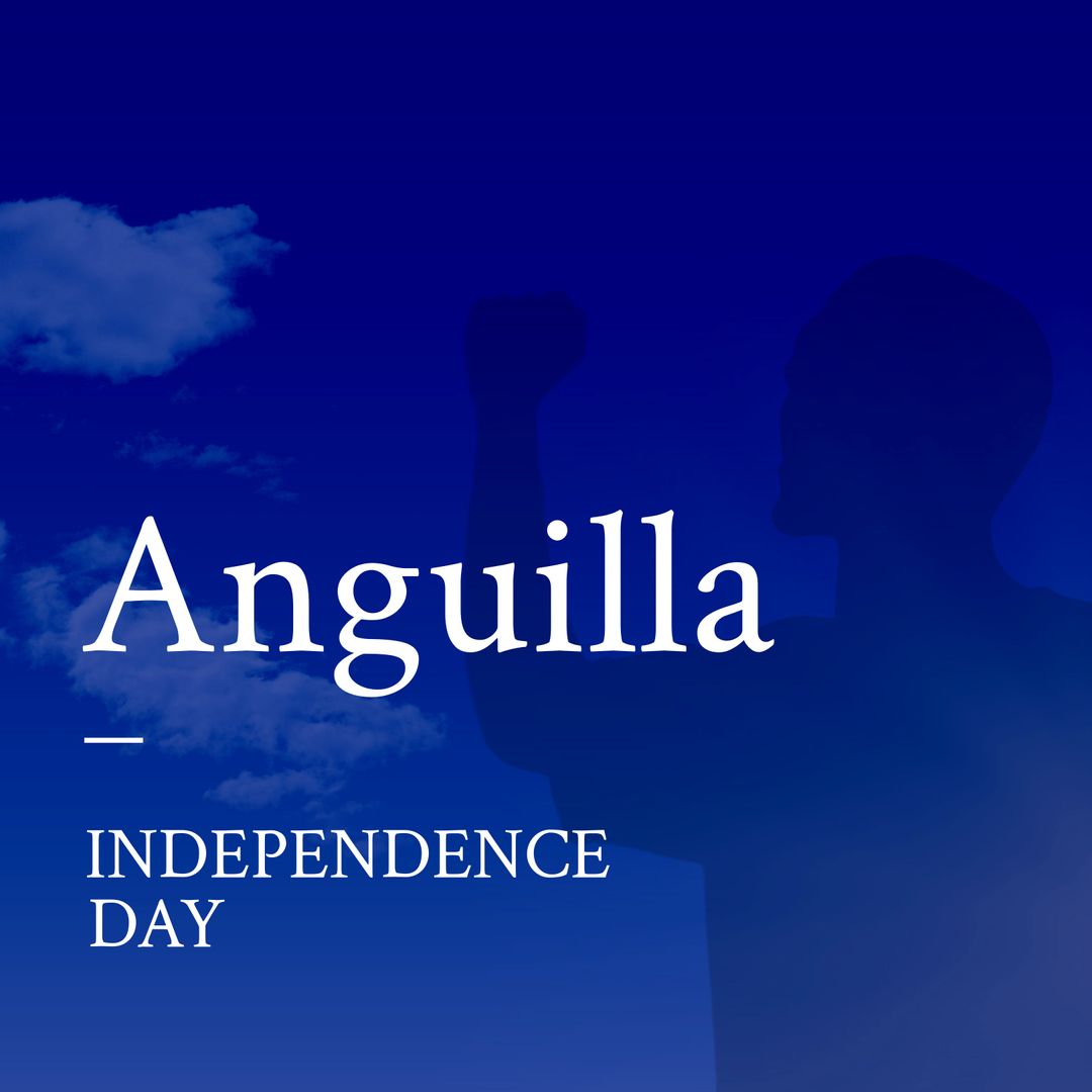 Anguilla Independence Day Silhouette with Raised Hand