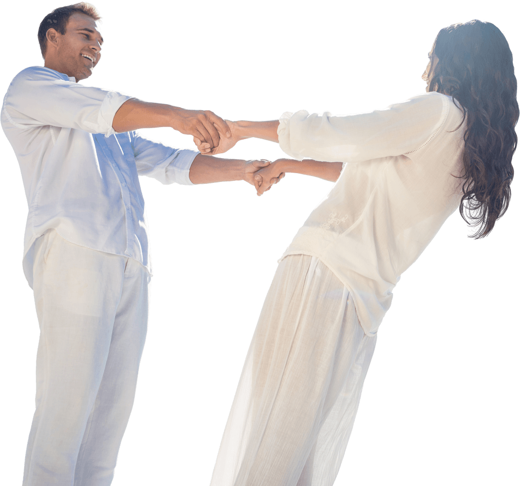 Transparent Image of Smiling Caucasian Couple Holding Hands