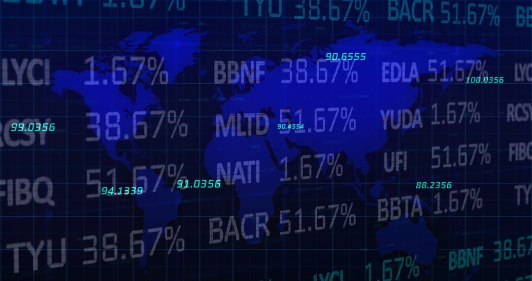 Global Financial Data Overlay on Dark World Map