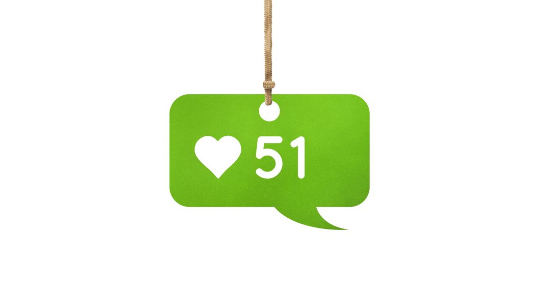 Green Social Media Notification Bubble with Heart Icon